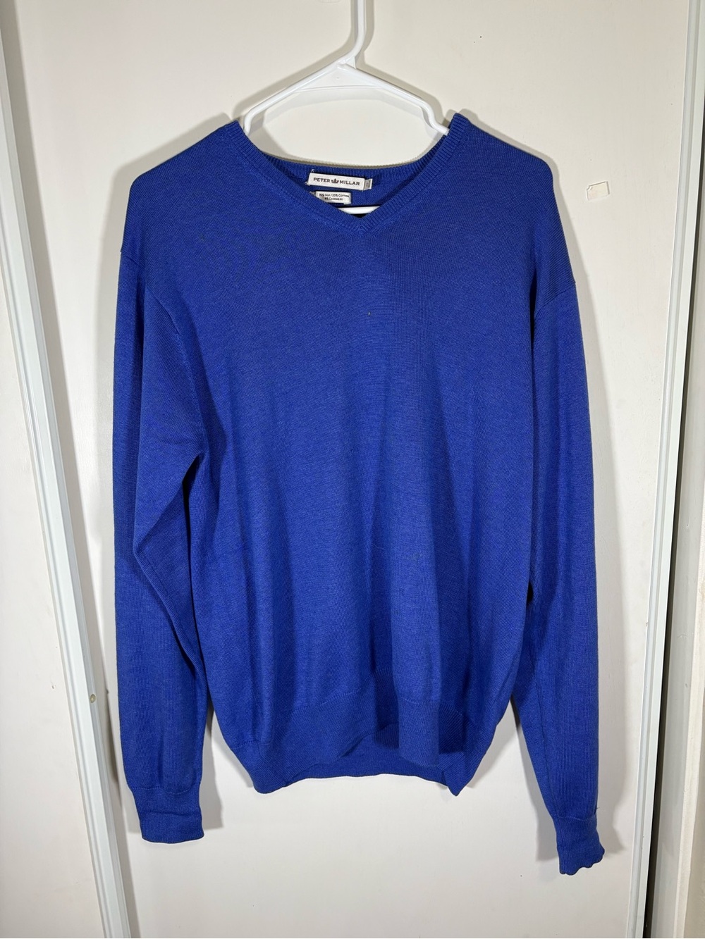 Peter Millar Sweater Mens Large Blue V Neck Silk Cashmere Golf Pullover